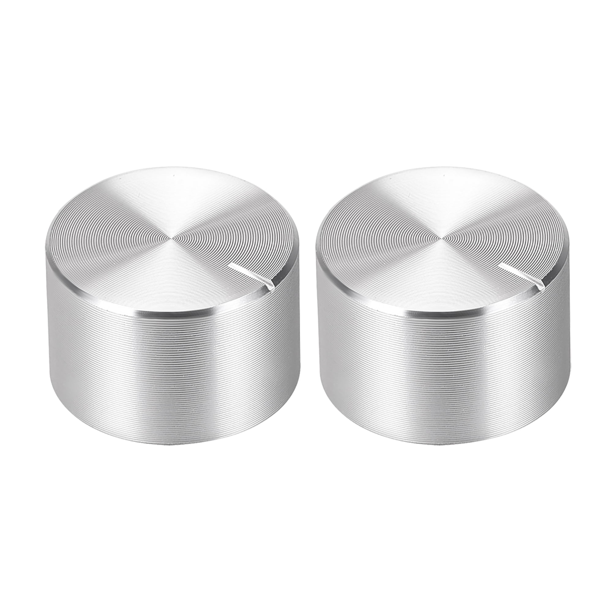 2 pcs Potentiometer Knob Knurled Shaft Silver Tone Aluminum Smooth