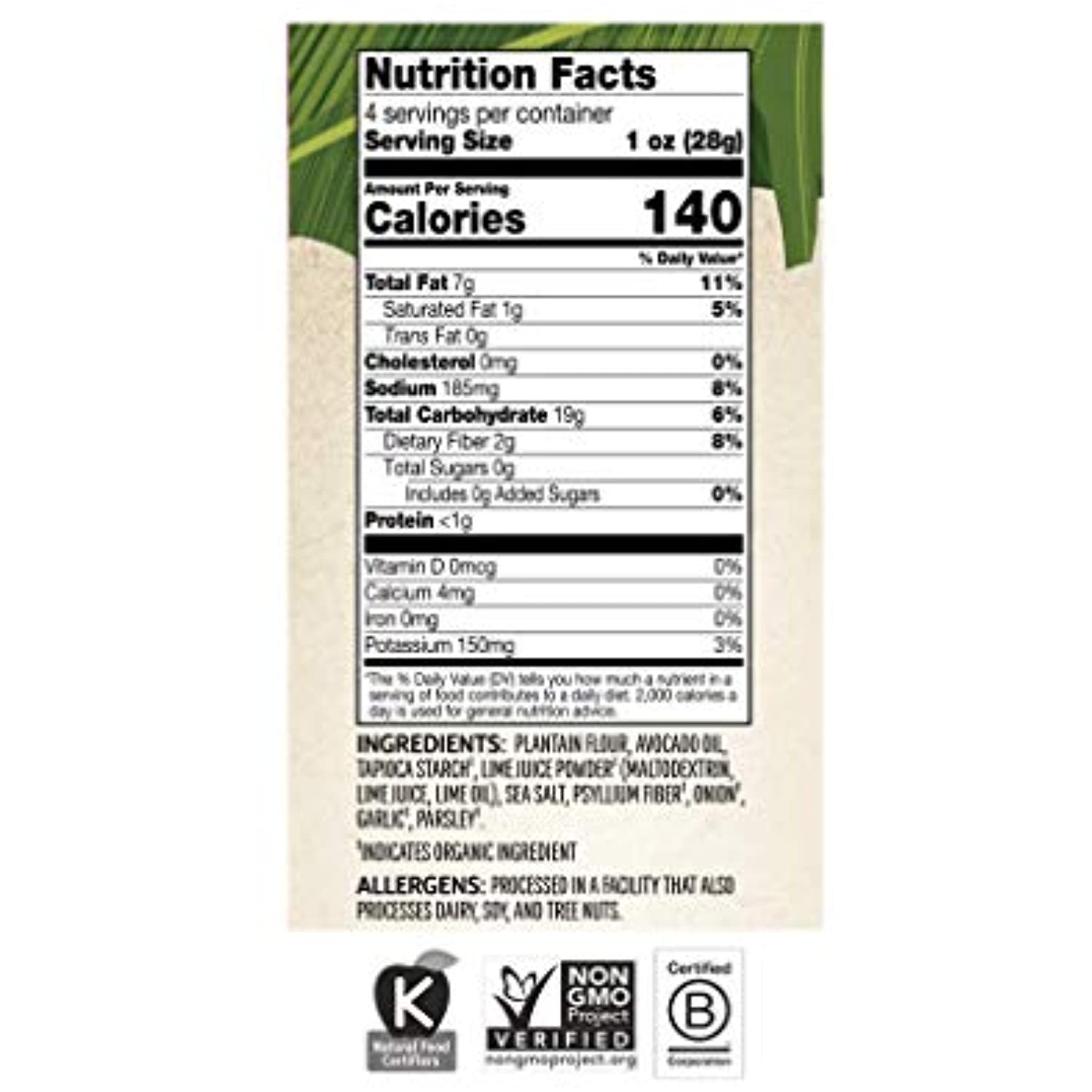 Barnana Grain Free Plantain Tortilla Chips, Golden Brown, Made With 100%  Avocado Oil, Lime & Sea Salt, 4 Oz