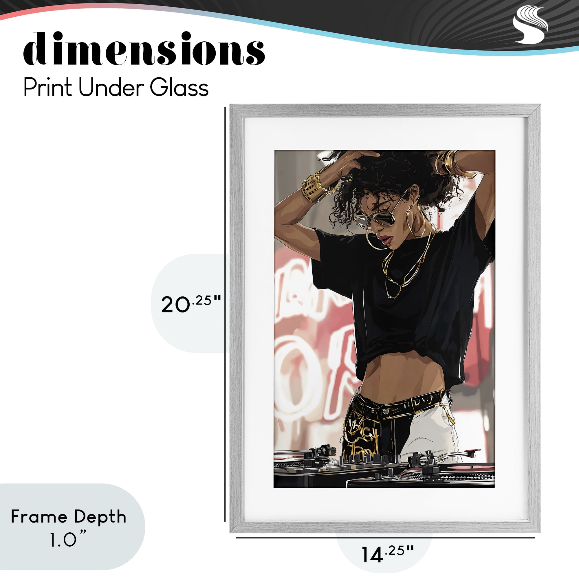 Stupell Industries Trendy Female DJ Musician Gray Framed Print Under Glass, design by Franklyn Gregory