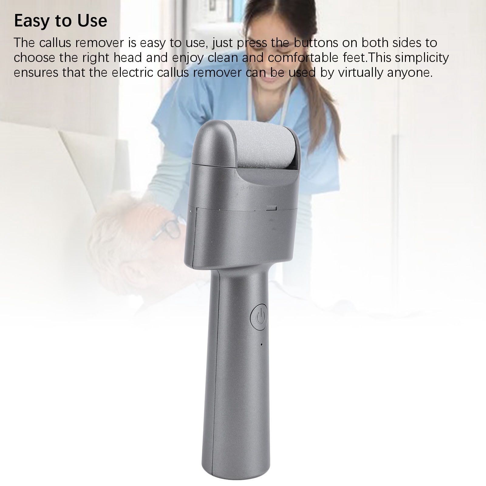 Nieyigj Electric Foot Callus Remover Portable Electric Foot File for Dead Skin and Calluses Gray, Professional 2-Speed Rechargeable Foot Scrubber (9.45 inches / 24 cm)