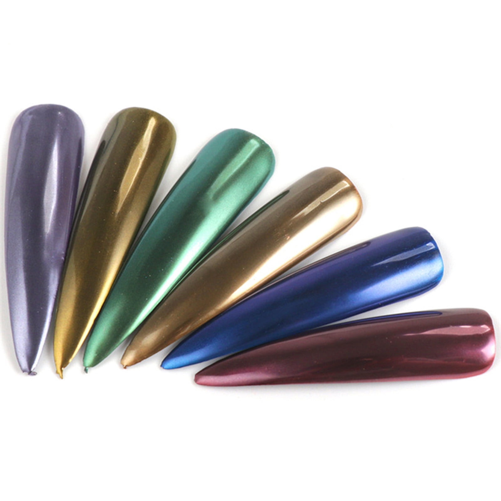 ASEIDFNSA Nail File Set Dip Base Activator And Top Coat 6 Color Metallic Solid Magic Mirror Powder Mirror Titanium Powder Nail Polish Super Bright Flash Powder Non Flying Powder 2G