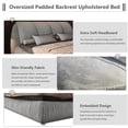 thumbnail image 3 of King Size Upholstered Platform Bed with Oversized Padded Backrest, Thickening Pinewood Slats and Solid Wood Legs for Kids Teens Adults, No Box Spring Needed, Gray, 3 of 9