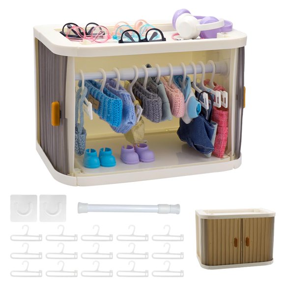 Organizador de ropa para muñecas WALLFID plegable con 15 perchas y varilla