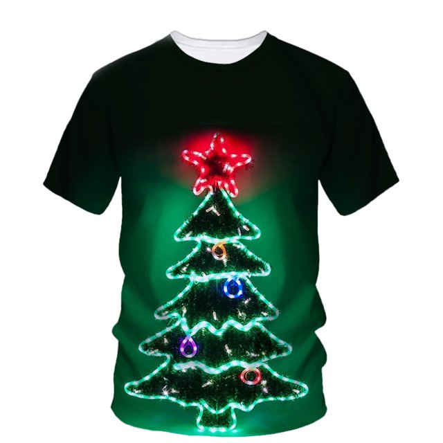 Nouveaux T-Shirts Graphiques Joyeux Noël pour Unisexe Tendance Mode Ambiance Festive Imprimé Col Rond Manches Courtes