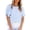 Blue, variant on Floral Print Chiffon Blouses for Women Crewneck Smocked Puff Short Sleeve Shirts Casual Pullover Tops