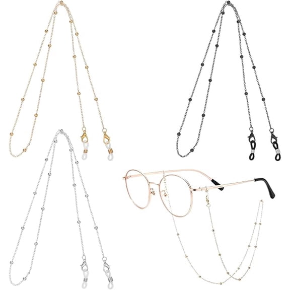 Stylish Women's Glasses Chain - Eyeglass & Sunglasses Chains Holder for Around Neck, Eyewear Retainer Strap 3pcs