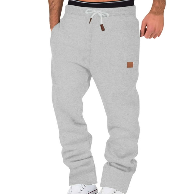 Mens Fleece Lined Sweatpants - Wide Straight Leg, High Waisted, Pockets - Workout Joggers for Running/Hiking - M-XXXXL