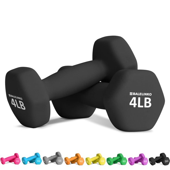 Balelinko Equipo De Gimnasio En Casa Entrenamientos Entrenamiento De Fuerza Pérdida De Peso Pilates Pesas Conjuntos De Yoga Pesas Para Mujeres, Hombres, Personas Mayores Y Jóvenes, 4 Libras, Par Negro