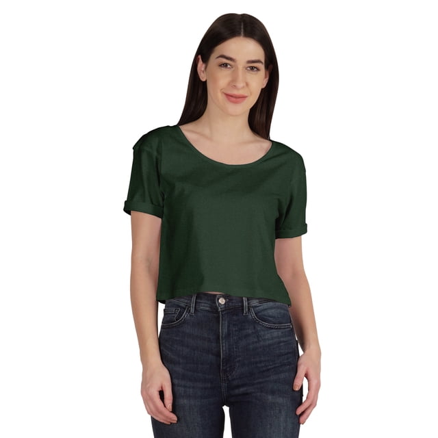 Inkmeso Regular Street Style Crop Top Scoop Neck Tee For Womens Cotton Tshirt