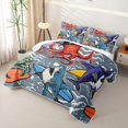 thumbnail image 3 of Erosebridal Cartoon Shark Animal Twin Quilt Set for Boys Men, Graffiti Surf Print Twin Coverlet Set, 2pcs, 3 of 7