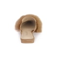thumbnail image 2 of BLISSFUL STEP Women's Shoes Soft Fur Decor Pointed Toe Slip on Flat Slide Mules Khaki 6, 2 of 6