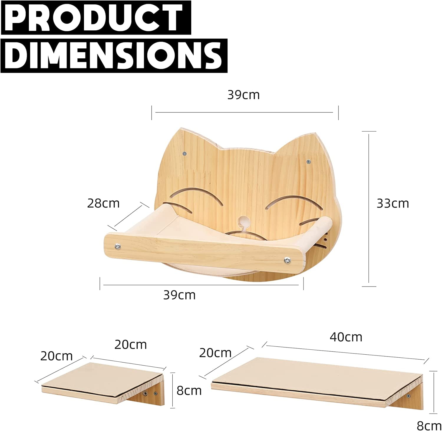 BCOH Cat Hammock Shelf Wall Mounted 3 Climbing Shelves Wall-Mounted Cat Bed & Furniture
