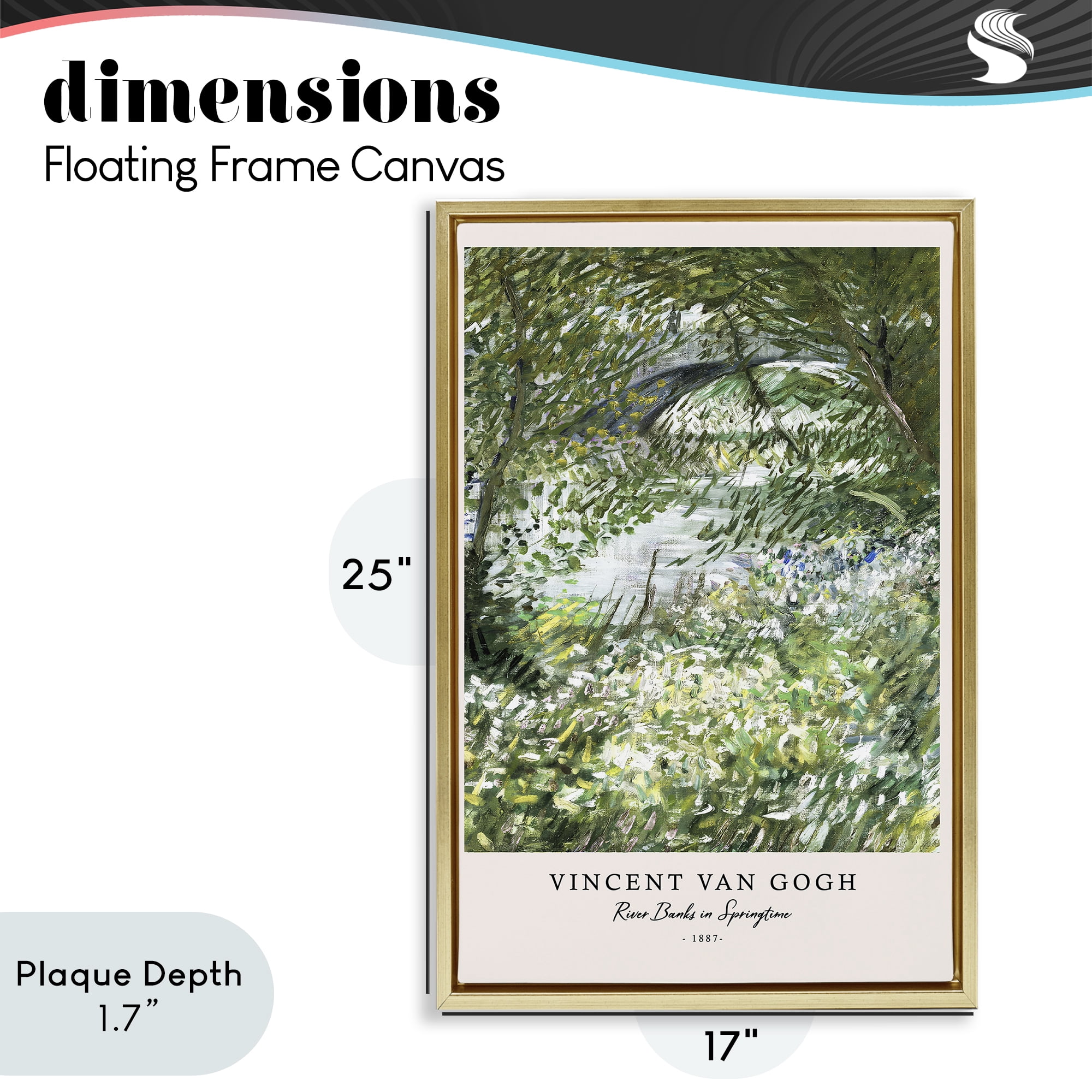 Stupell Industries Classic River Banks At Springtime Gold Framed Floater Canvas Wall Art, design by Vintage Hustle