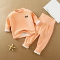 thumbnail image 2 of Atogsazn Baby Boys Fall Winter Clothes Set Toddler Infant Fleece Lined Long Sleeve Tops Pants Outfit Pullover Sets 01-Orange 1-2 Years, 2 of 9