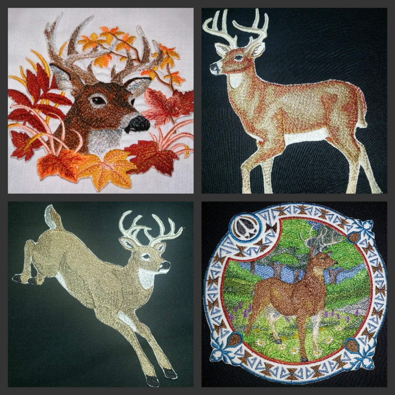 Walk in the Woods Deer Embroidered Iron on/Sew patch [6" X 6"]