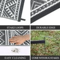 thumbnail image 4 of Twister.CK 9' x 12' Plastic Outdoor Rugs, Waterproof Bohemia Straw Rug Reversible Outside Carpet for Patio Deck Porch Backyard Camping Picnic Beach, Black & White, 4 of 9