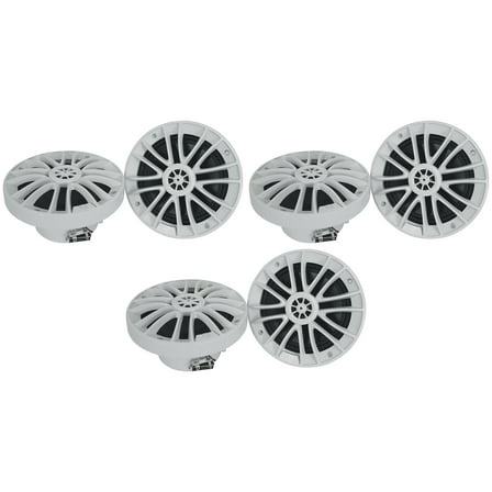 (6) Rockville RM-PREMIUM-65 WHITE 6.5" 600w Marine Boat Speakers - Crisp Sound!