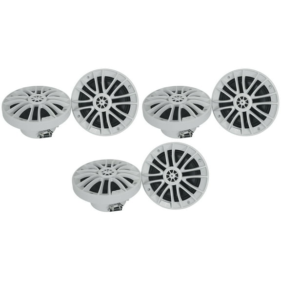 (6) Rockville RM-PREMIUM-65 WHITE 6.5" 600w Marine Boat Speakers - Crisp Sound!