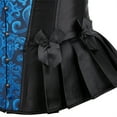 thumbnail image 4 of Grebrafan Corset Halloween Party Floral Pleated Trim Bustier Black Blue L, 4 of 5