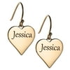 Personalized Women's Sterling Silver or Gold over Silver Heart Dangle Earrings