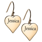 Personalized Women's Sterling Silver or Gold over Silver Heart Dangle Earrings