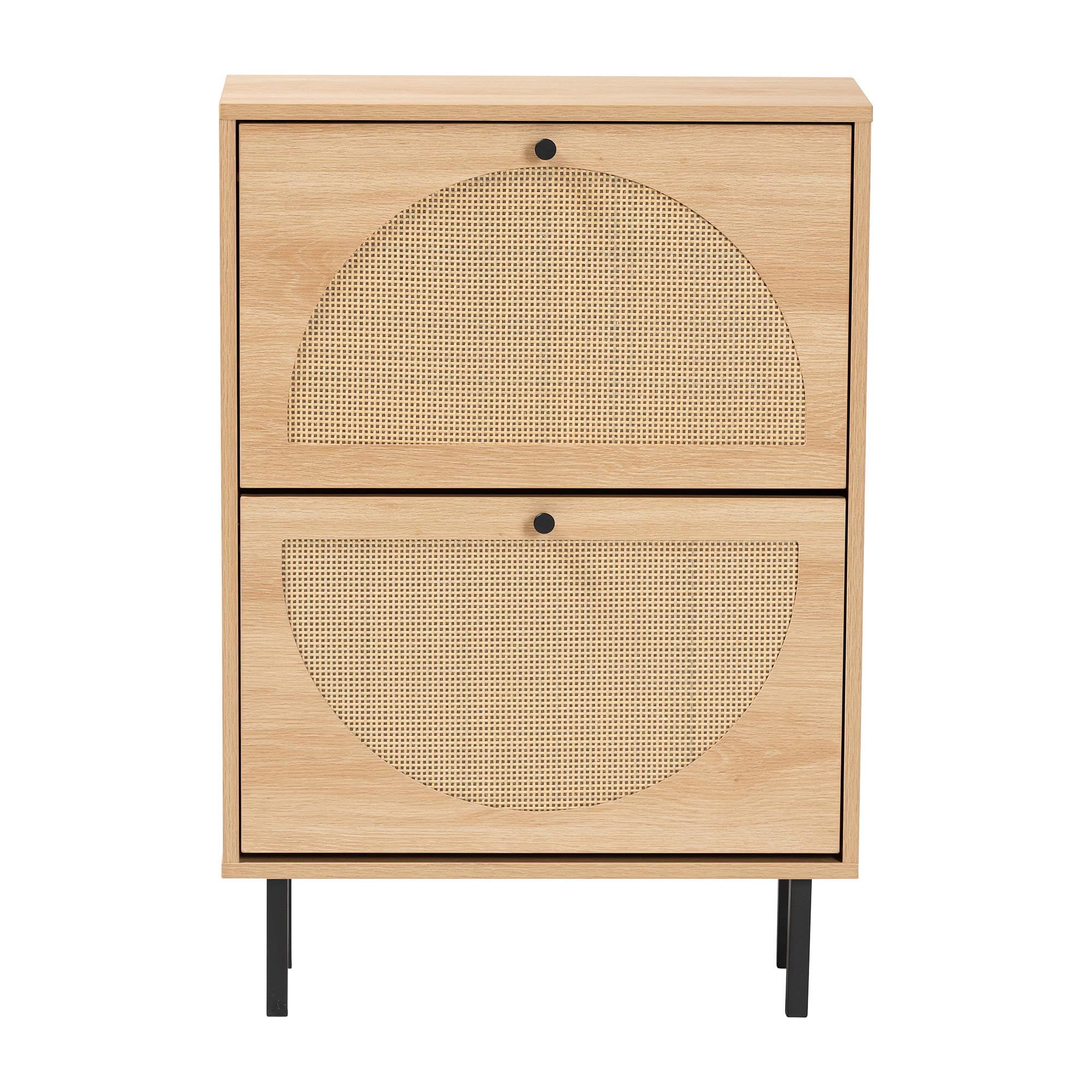 Baxton Studio Remus Classic Shoe Cabinet, 12-Pair, Light Oak
