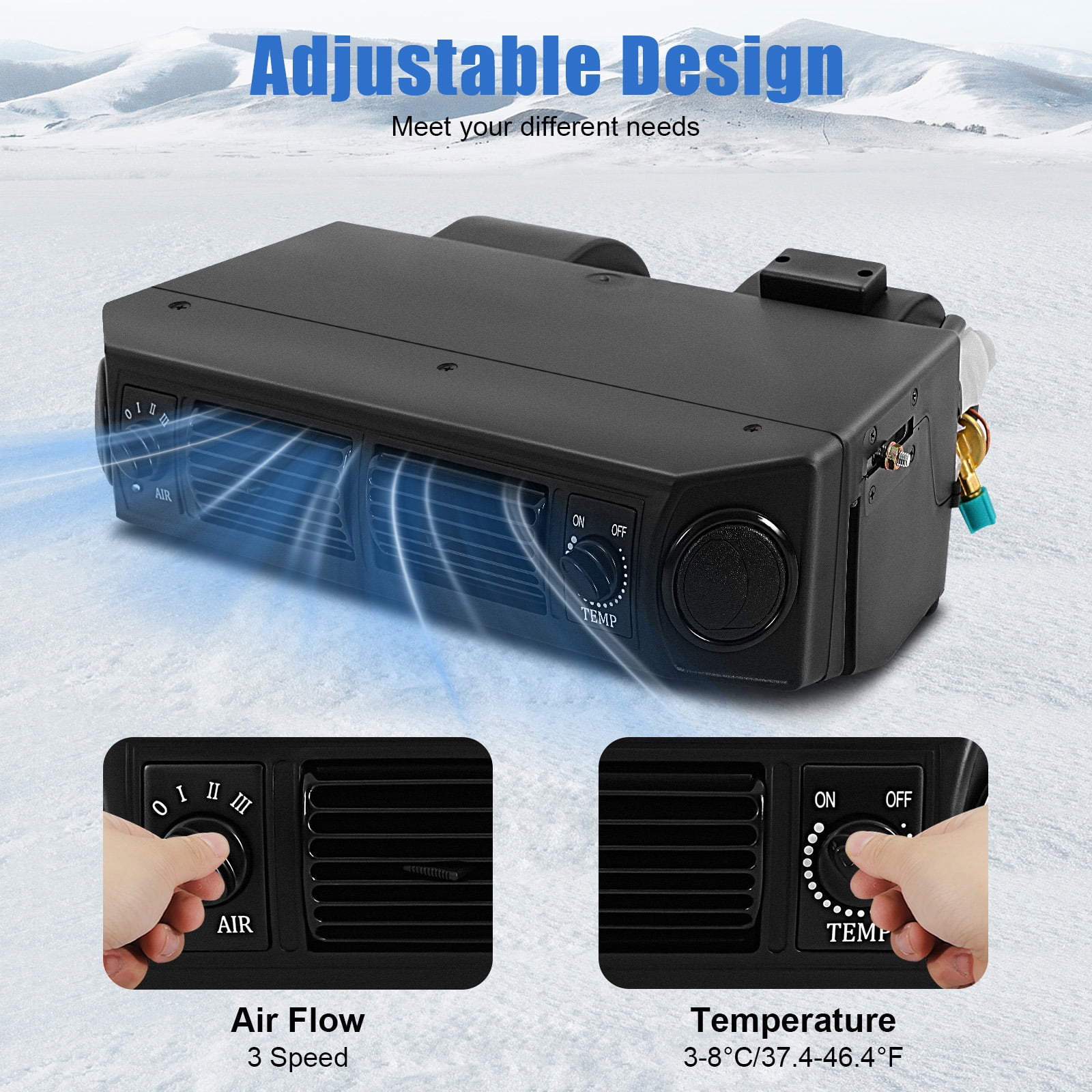 Cool Only 11000 BTU 12V Under Dash Air Conditioner Evaporator, Universal 3‑Speed AC Unit with 32 Pass 4‑Way Coil & Mounting Brackets for Classic Cars, Street Rods, RV Motorhomes