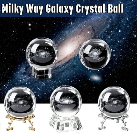 3d Laser Crystal Figurine 6CM Diameter Miniatures Milky Way Galaxy Crystal Ball 3D Laser Engraved Quartz Glass Ball for Gifts Home Decor ()