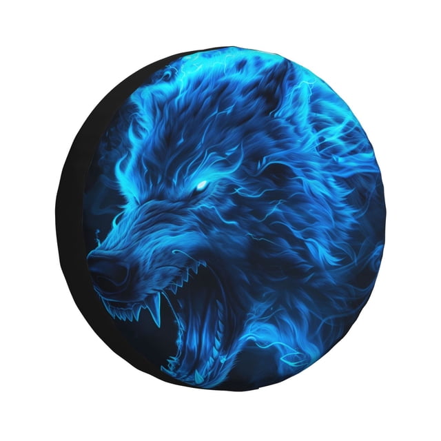 Fotbe Wolf Funda de Llanta de Repuesto con Estampado, Engrosada, Ajuste Universal para Jeep, Remolque, RV, SUV, Camión-17 inch