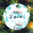thumbnail image 6 of Christmas Tree And Truck Gifts Christmas Ceramic Ornament Blue Pickup Truck Circle Ornament for Christmas Tree Decoration Xmas Party Decorations Funny Gifts for Women/Men, 6 of 8