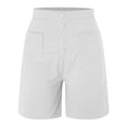 thumbnail image 5 of Gubotare Women's Cotton High Waisted Sporty Yoga Shorts with Pocket Drawstring Bermuda Shorts(White,S), 5 of 5