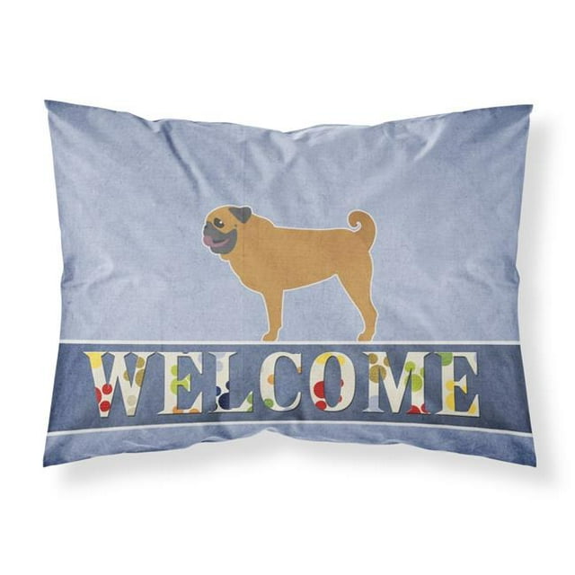 Carolines Treasures BB5551PILLOWCASE Pug Welcome Fabric Standard Pillowcase