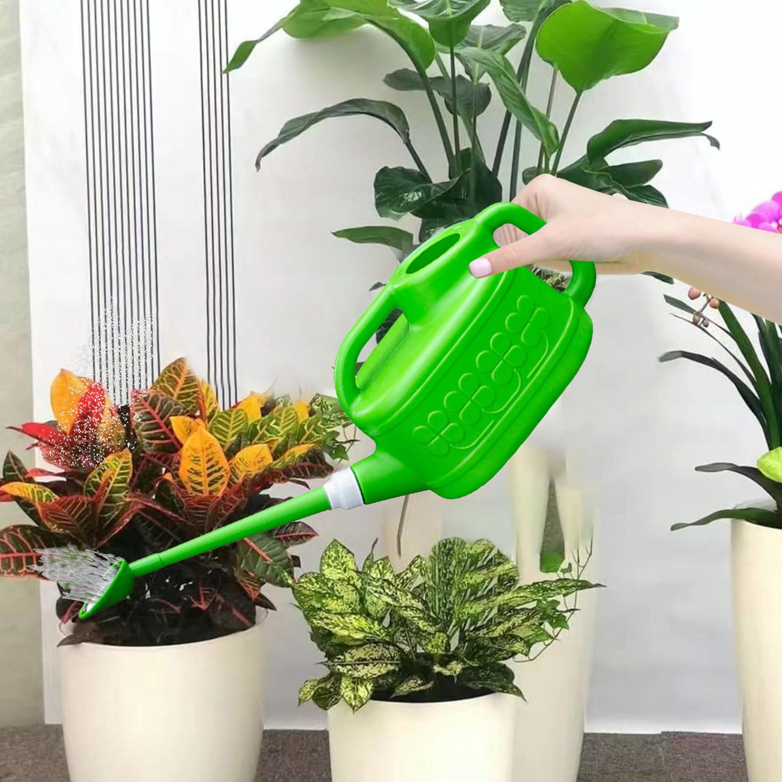 10L Durable Green Watering Can With Long Spout & Metal Rose Sprinkler Ideal For Indoor Plants & Outdoor Gardening(Green-10L)