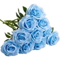 thumbnail image 1 of Rosas Artificiales Decoracion, Artigreen 10 Rosas Artificiales con Tallo, Rosas Artificiales De Seda, Adecuado para La Decoración De Bodas, Ramo de Novia,Boda,Fiesta,Decoración del Hogar (AZUL), 1 of 4