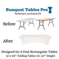 thumbnail image 2 of Bulk 10 Pack White 8 Foot Rectangular Stretch Spandex Table Covers, 2 of 4