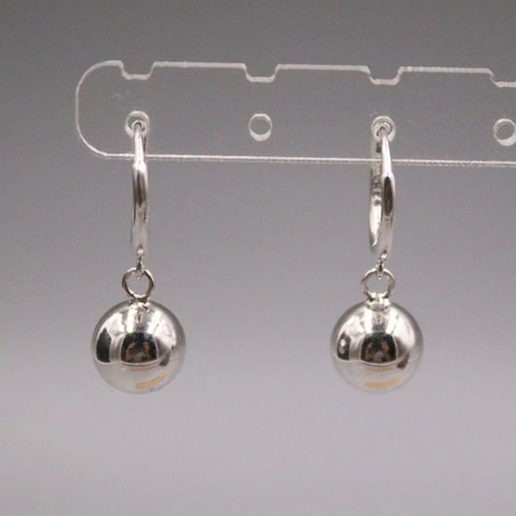 K-KED Real 925 Sterling Silver Earrings Women's Polish Ball 8mm Circle Earrings Drop