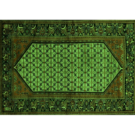 Ahgly Company Indoor Rectangle Persian Green Traditional Area Rugs, 5' x 7'