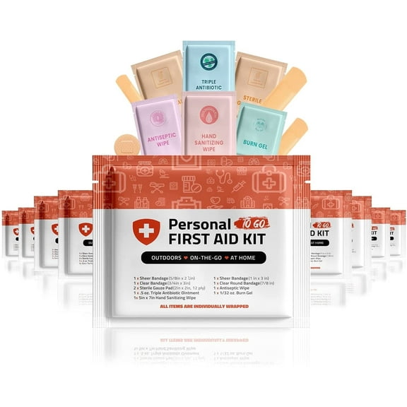 Portable Travel Size First Aid Kit - 10 Pack Orange