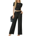 thumbnail image 6 of MINTREUS Lounge Sets for Women Short Sleeve Tops Wide Leg Pants Comfy Loungewear Two Piece Outfits with Pocketed, 6 of 6