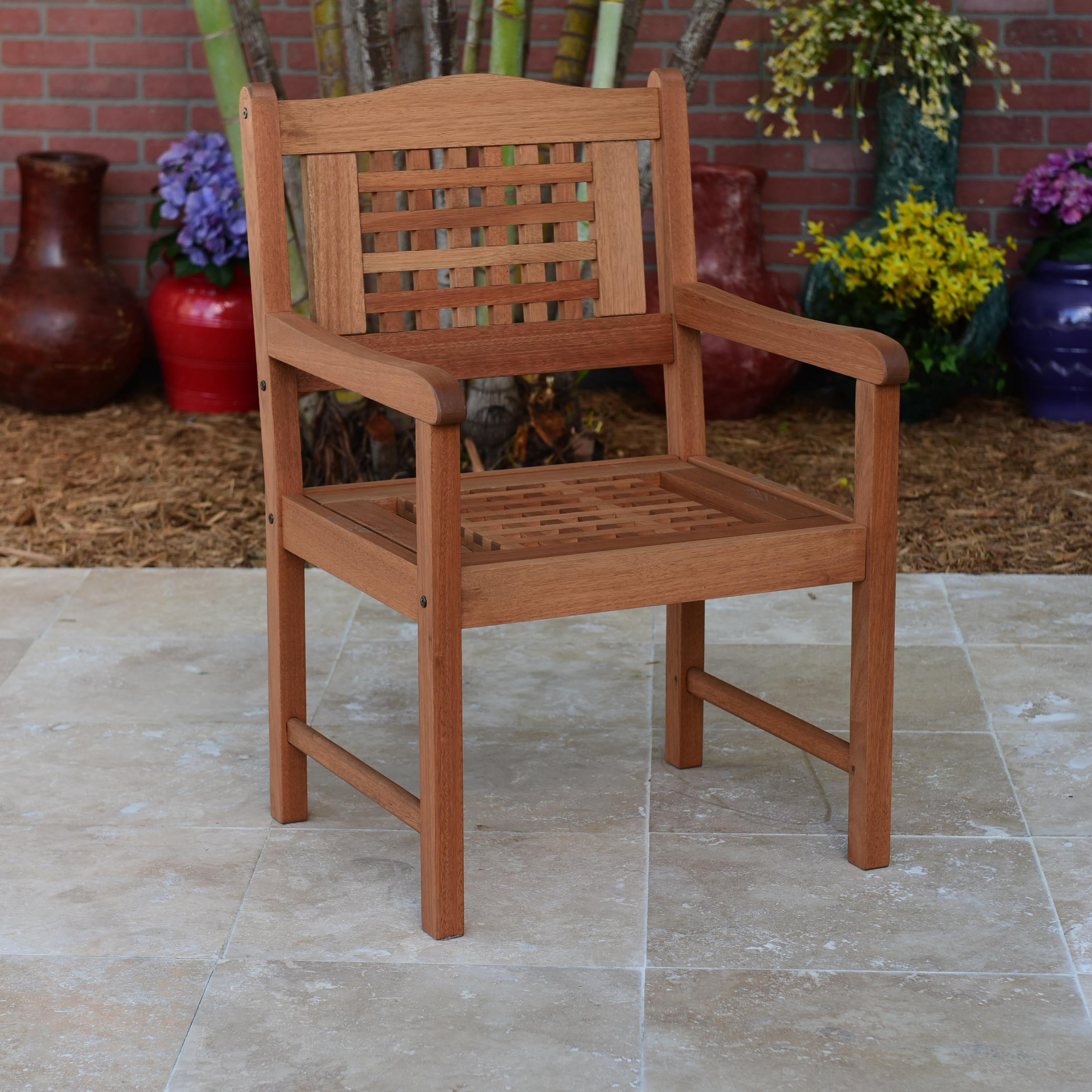 Portoreal 100 FSC Eucalyptus Wood Chair. Ideal for patio, Brown