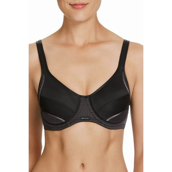 Women's Berlei YYN7 Electrify Underwire High Impact Mesh Sports Bra (Black 30A)