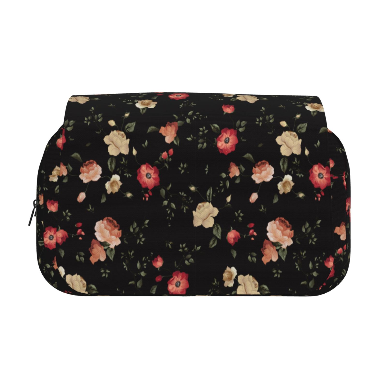 Rateoe Red White Flowers Pattern Double Clamshell Pen Case, Storage Organizer with Two Zipper Compartments– Holds Up to 50 Pencils & Pens