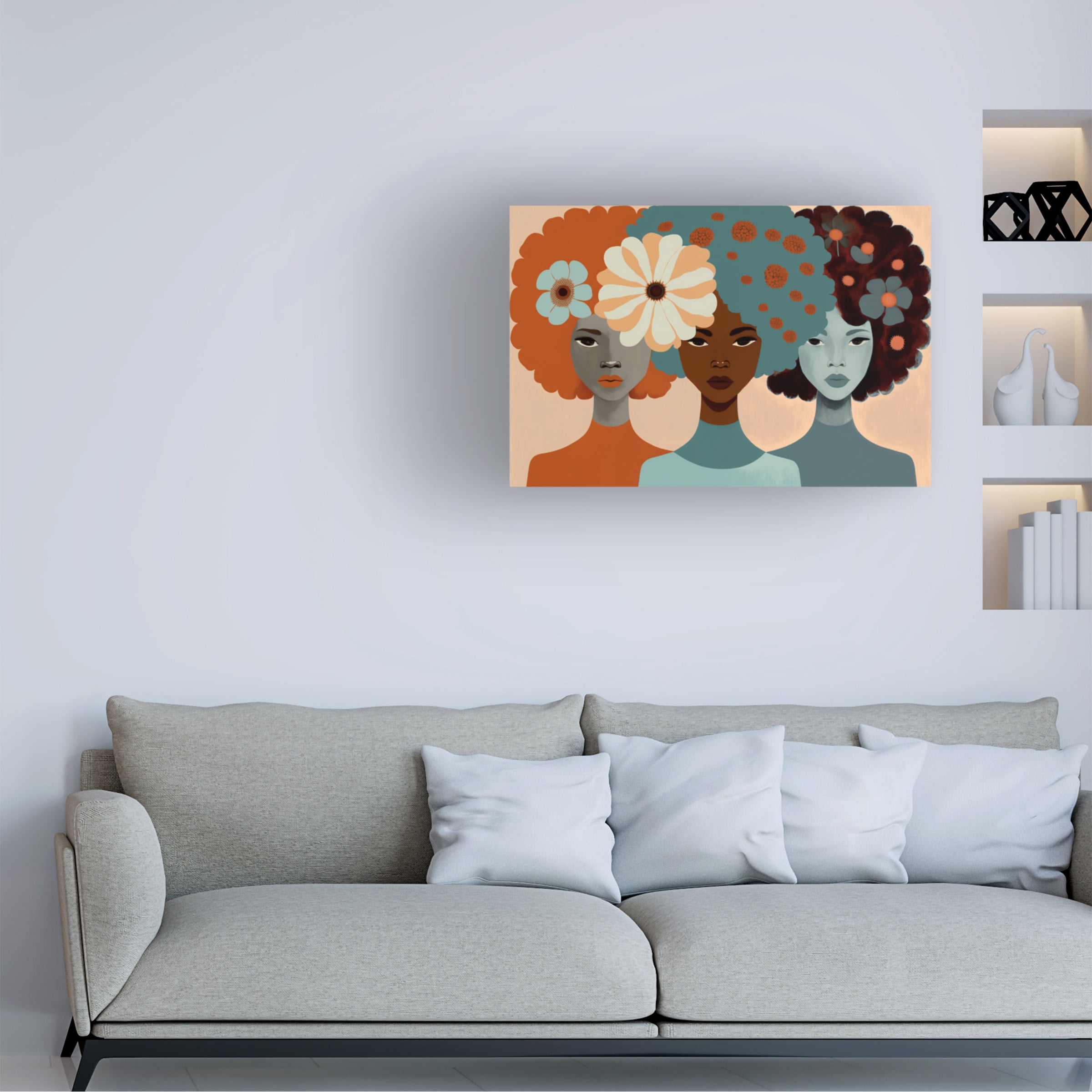 Canvas Wall Art - Ray Heere 'Mid Century Diversity Portraits 3' Wall Art for Living Room, Bedroom, or Office Décor by Trademark Fine Art - 19 x 12 Inches