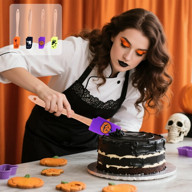 Espátula para Crema Batida de Halloween | Material de Silicona | Diseño de Halloween | 21 X 3,5 Cm | 1 Unidad