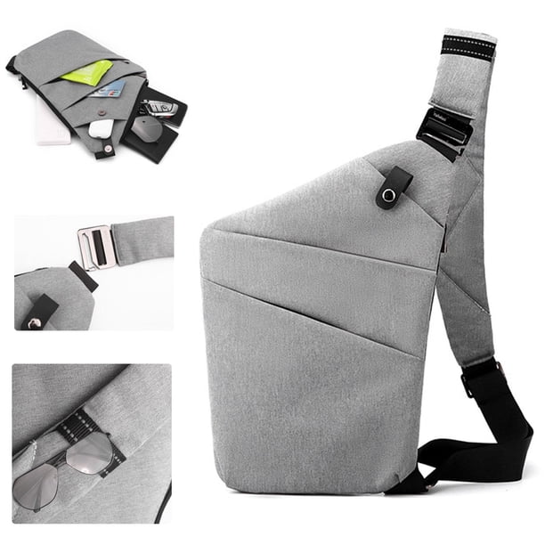 Bolsa de viaje Elloy Doc con bandolera antirrobo, segura, gris