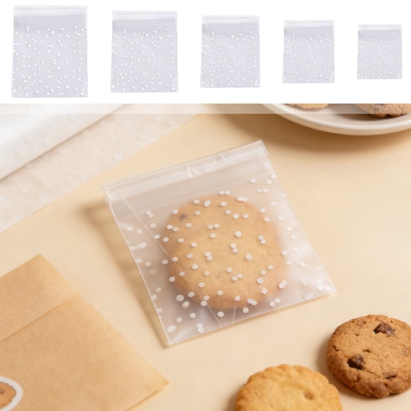 Sacs d'Emballage en Plastique 1 Paquet Sacs à Biscuits Refermables 14x17 cm Sacs de Rangement Alimentaires en Plastique Transparents avec Scellage Adhésif pour Biscuits Bonbons Collations (Blanc) par JASKFLY
