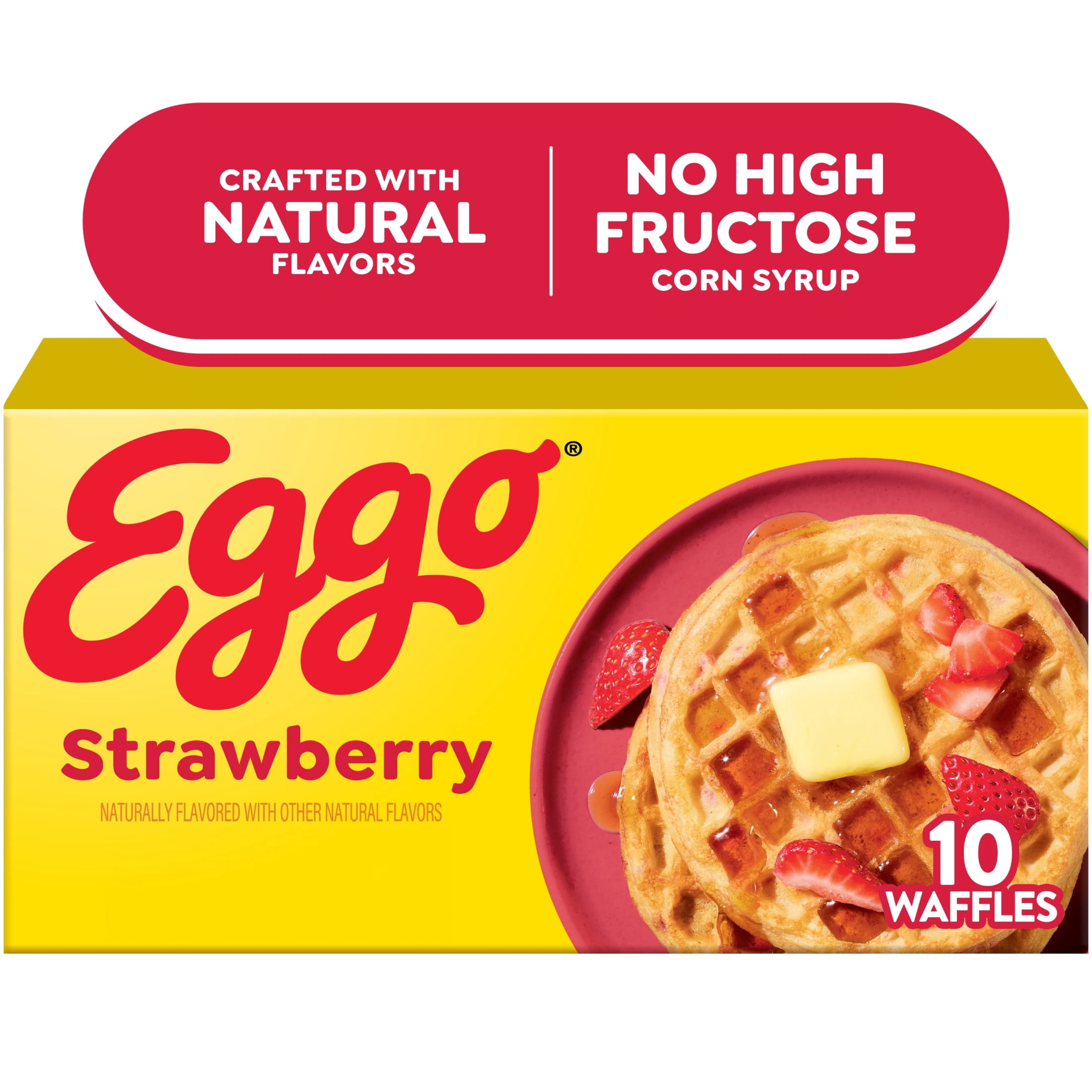 Eggo Strawberry Waffles, Breakfast Food, 12.3 oz, 10 Count (Frozen), Regular