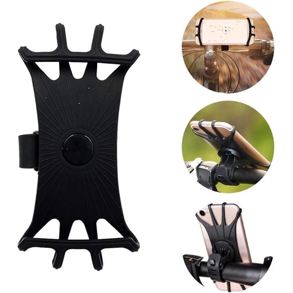 Bike Phone Mount for Motorcycle-Universal Silicone Bicycle Phone Holder,Handlebar Cradle Adjustable for Cycling GPS/Music, Fits for 17/16/15/14/13/12/ Pro/ X, Galaxy S25/ S24/S23