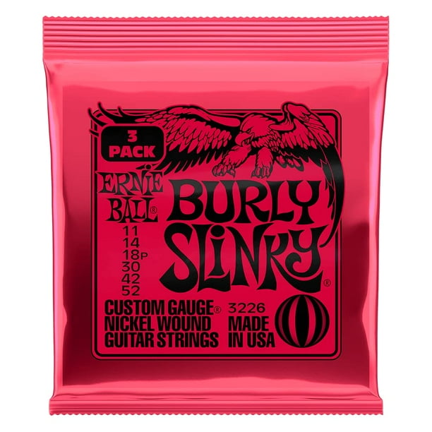Juego de 3 cuerdas para guitarra eléctrica Ernie Ball Burly Slinky