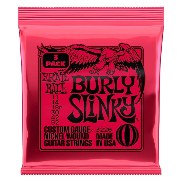 Juego de 3 cuerdas para guitarra eléctrica Ernie Ball Burly Slinky